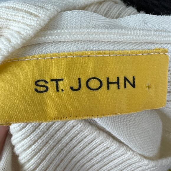 St. John Ivory Pink Striped Mock Neck Sleeveless Knit Top Sweater Colorblock M - Picture 7 of 7